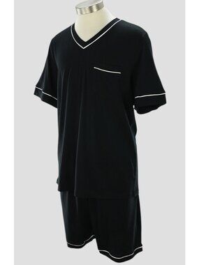 COSABELLA Men Black BELLA V Neck Short Sleeve Shirt Short Pajama Set LARGE NWT